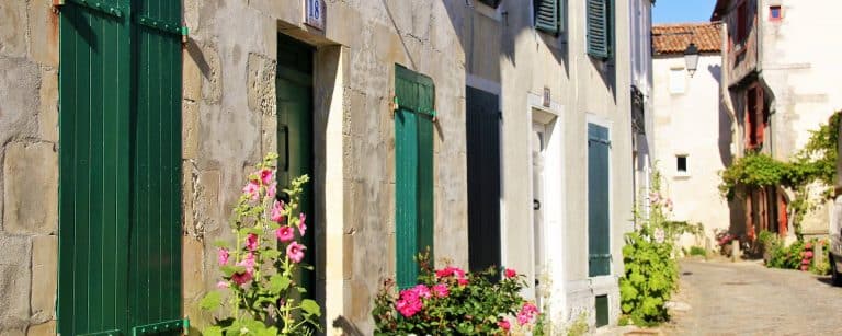 Rue paisible avec maisons fleuries en France